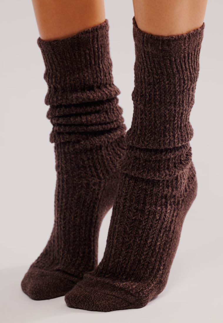 Free People Slouch Socks- Roasted Espresso