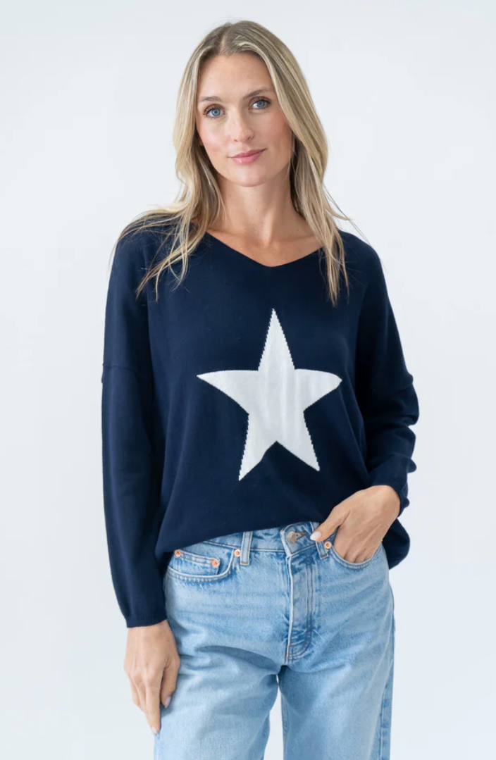 Navy Star Sweater