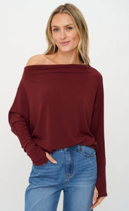 Anywhere LS Top- Burgundy