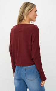 Anywhere LS Top- Burgundy