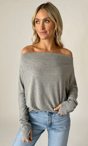 Anywhere LS Top- Heather Grey
