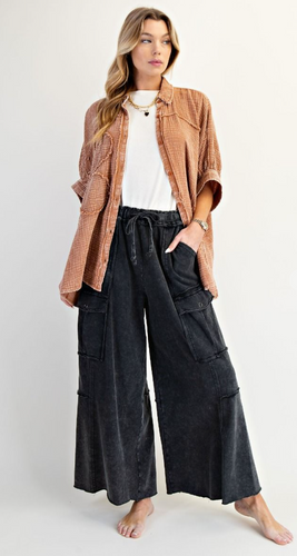 Wide Leg Easel Pants- Black