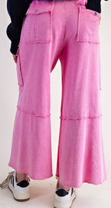 Wide Leg Easel Pants- Bubblegum
