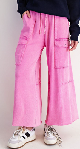 Wide Leg Easel Pants- Bubblegum