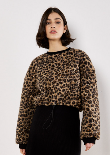 LEOPARD BOUCLE TIE TOP