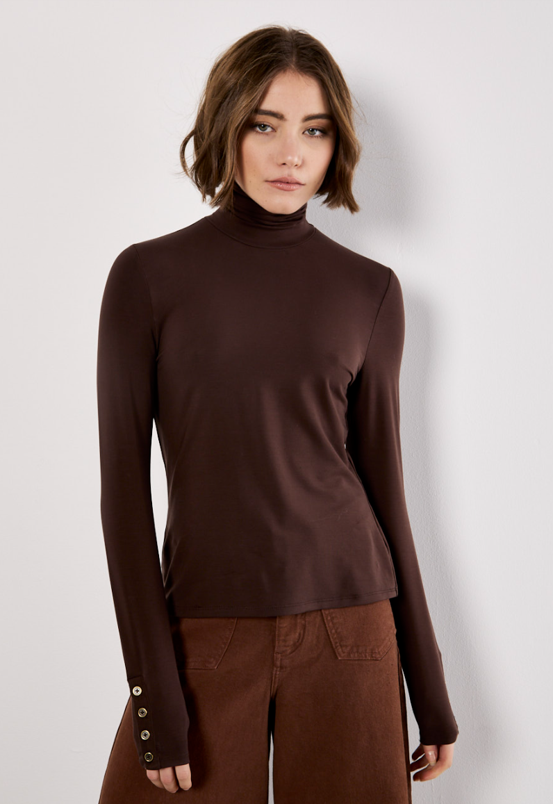 Lyocell Brown Turtleneck