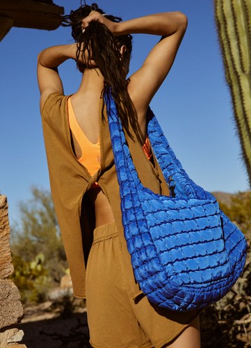 Free People Quilted Carryall Bag- Lapis Blue