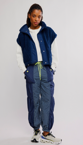 Free People Scout It Out Fleece Vest- Navy