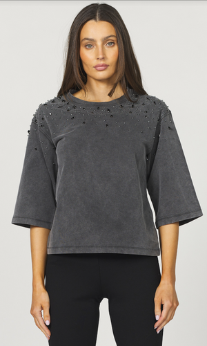Black Acid Wash Top
