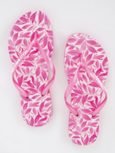Magenta printed flip-flops