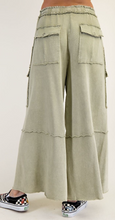 Wide Leg Easel Pants- Faded Olive