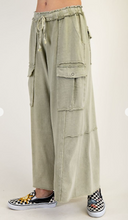 Wide Leg Easel Pants- Faded Olive