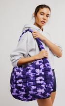 Free People Quilted Carryall Bag- Printed Tie Dye Vivid Violet