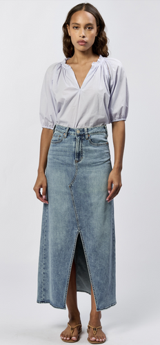 VIANNA CLEAN HEM FRONT SLIT DENIM SKIRT