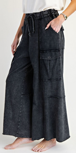 Wide Leg Easel Pants- Black