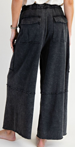 Wide Leg Easel Pants- Black