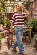 Gameday Stripe Knit Oversized Top: RED/WHITE