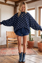 Oversized Polka Dot Scuba Pullover: BROWN/WHITE