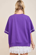 TOUCHDOWN Eyelet Appliqué Pullover Top: RED