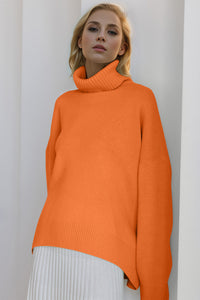 Cozy Turtleneck Dropped Shoulder Long Sleeve Sweater