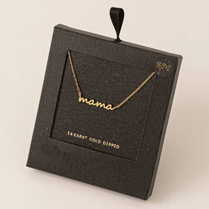 Secret Box Gold Dipped Dainty Mama Pendant Necklace- Gold or Silver