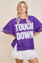 TOUCHDOWN Eyelet Appliqué Pullover Top: RED