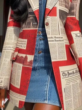 Red Newspaper Print Blazer