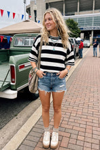 Gameday Stripe Knit Oversized Top: RED/WHITE