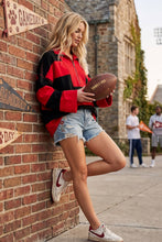 Varsity Stripe Zip Pullover: ROYAL/WHITE