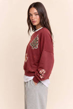 Vintage Holiday Graphic Washed Sweatshirt: Red