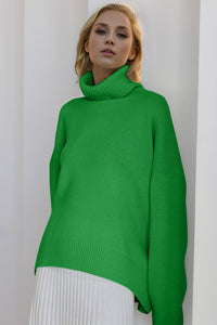 Cozy Turtleneck Dropped Shoulder Long Sleeve Sweater