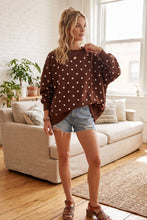 Oversized Polka Dot Scuba Pullover: BROWN/WHITE