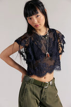 Free People Lunar Ash Lace Top- Black