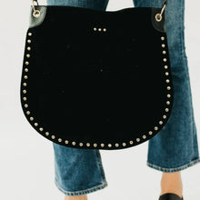 Rosalie Rivet Suede Hobo Bag- Black