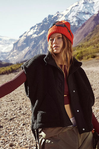 Free People Scout It Out Fleece Vest- Black