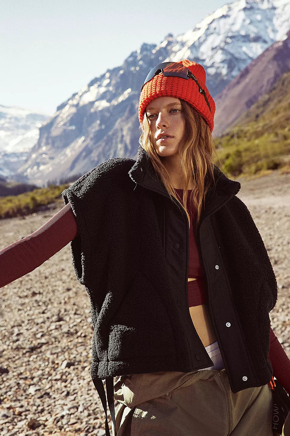 Free People Scout It Out Fleece Vest- Black