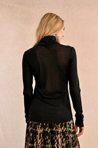 Black Fine Jersey Turtleneck