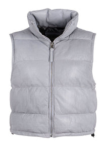 Ellice OS Leather Vest, Light Blue