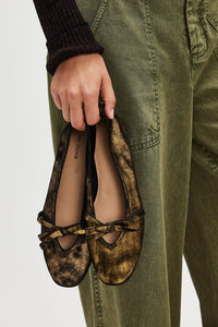 Free People Mania Blow Flats- Bronze Age Metallic Suede