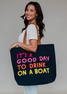 Navy "Drink on a Boat" Tote