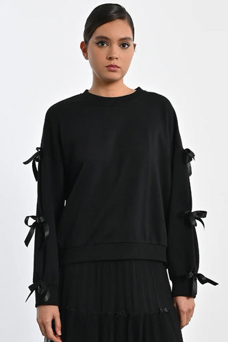 Bow Black Sweatshirt