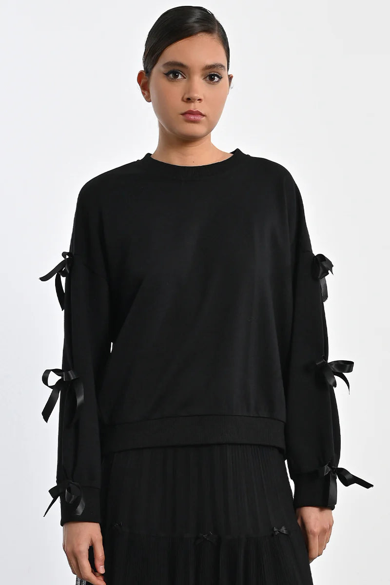 Bow Black Sweatshirt