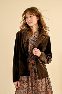 Chocolate Brown Velvet Blazer