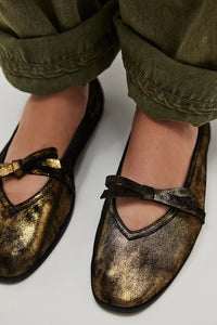 Free People Mania Blow Flats- Bronze Age Metallic Suede