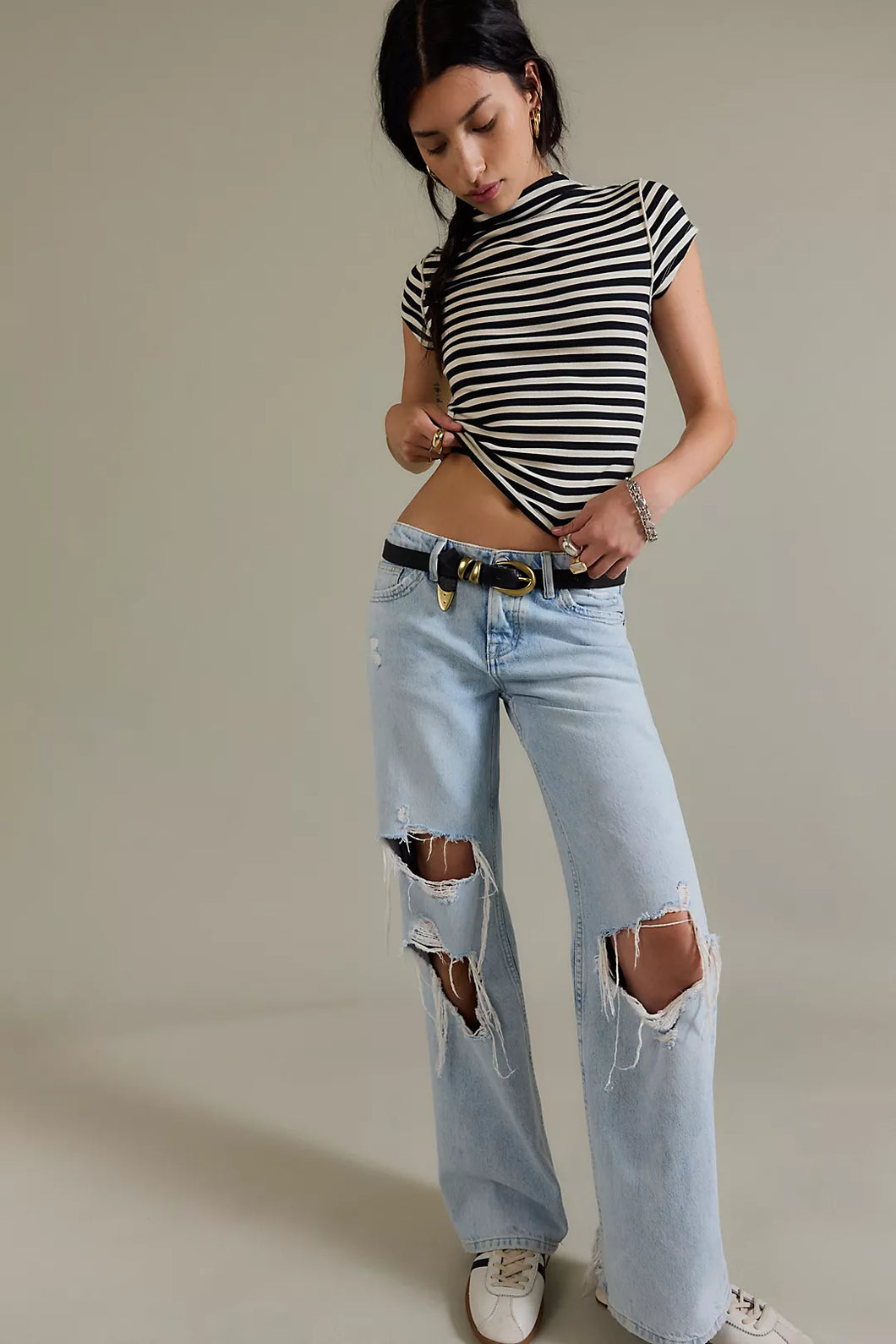 We The Free Lola Striped Tee- BW Stripe