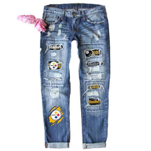 Game Day Steelers Ripped Denim Jeans for Women