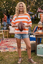 Gameday Stripe Knit Oversized Top: RED/WHITE