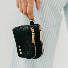 Woven Cameron Double Zip Card Wallet: Woven Brown