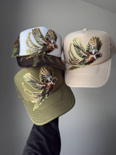 Fly Girl Sequin Pheasant Trucker: Olive