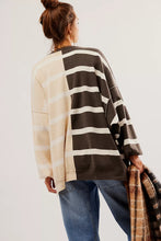 Free People Uptown Stripe Pullover (Camel/Grey)